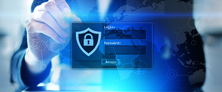 Image of a lock with two open fields to convey single point of log in